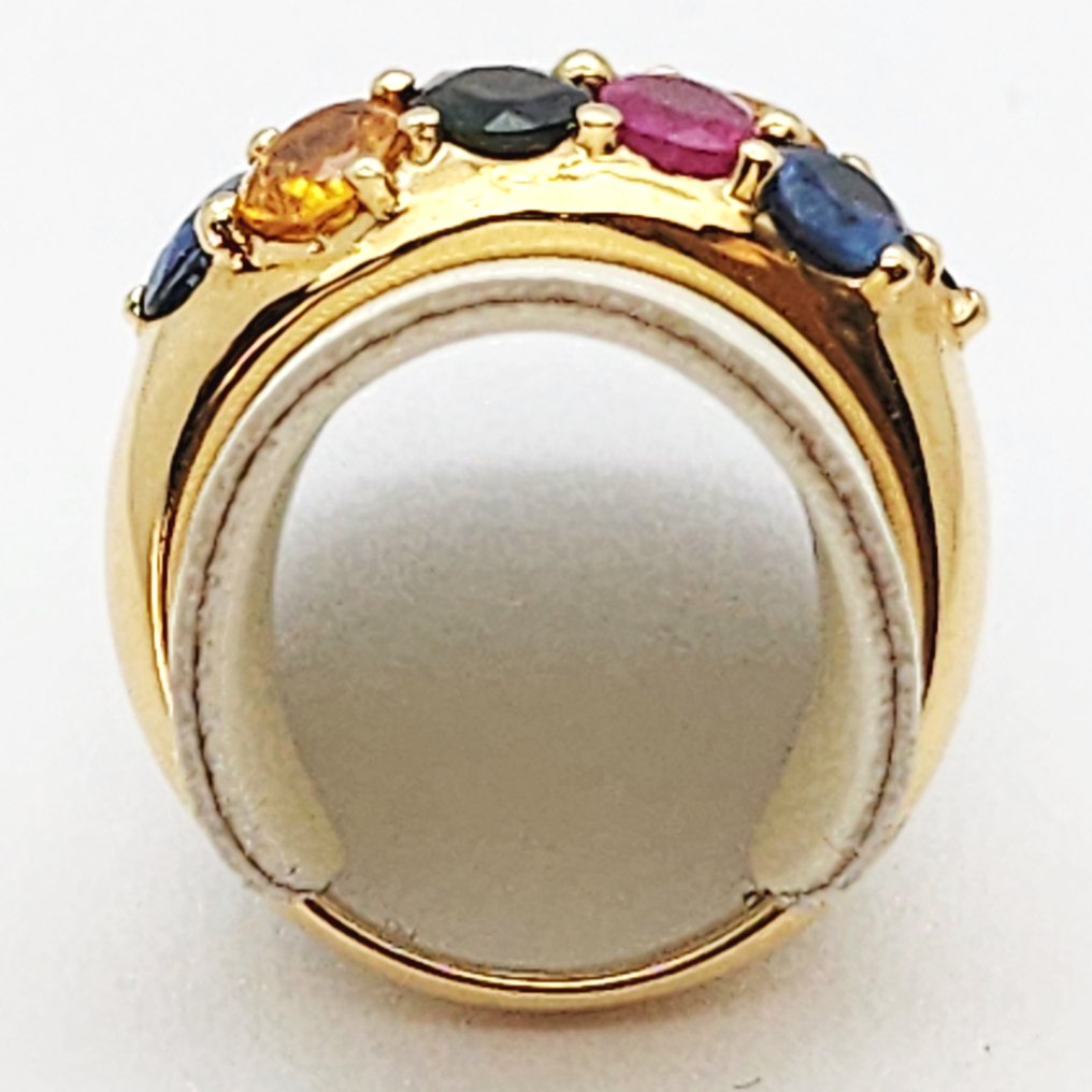 Bague - 18 carats Or jaune - 0.80ct. tw. Rubis - Tanzanite - tourmalines #2.1