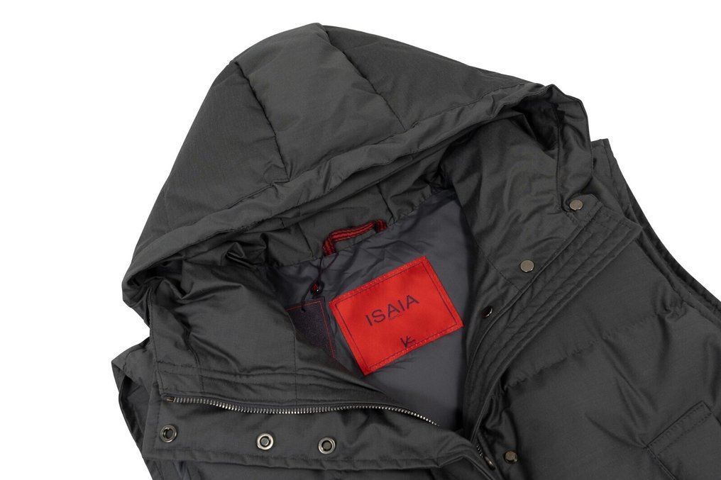 RRP 3200€ ISAIA NAPOLI Gray Padded Hooded Vest Jacket Techno Wool - 48 IT - 马甲 - 带标签的新品 #3.2