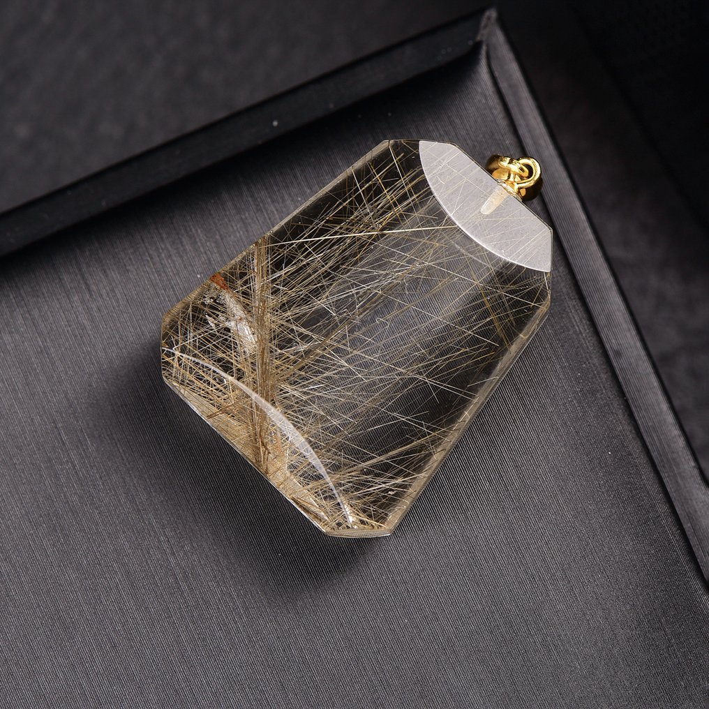 Pendentif en quartz rutile naturel certifié ALGT - grand et très exclusif Remarquable pour sa clarté exceptionnellement éclatante.- 13.46 g #3.2
