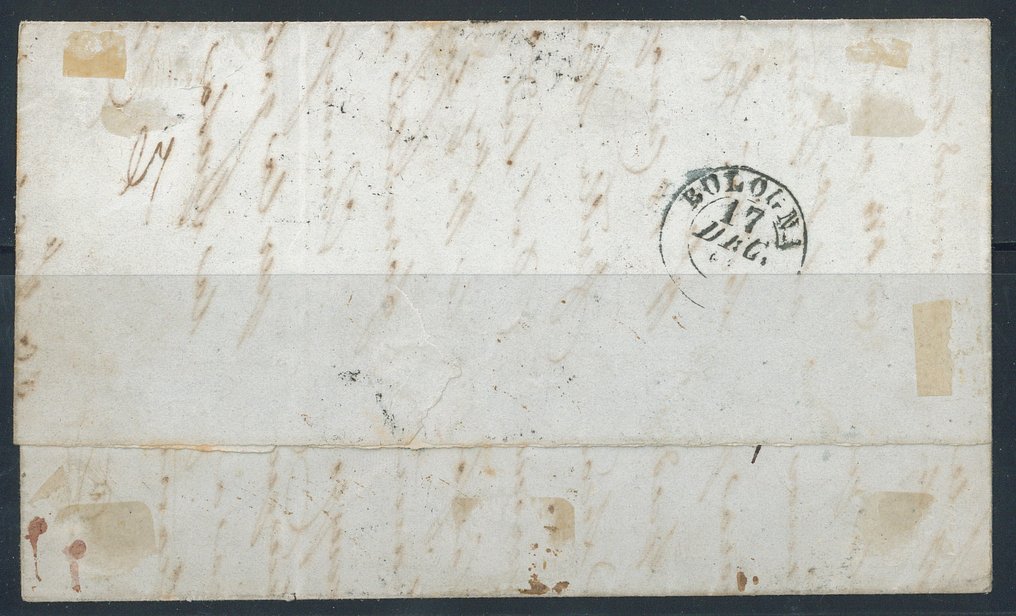 Αρχαία ιταλικά κράτη -  Τοσκάνη  - 1 κ. καρμίνιο σκούρο σε γαλάζιο αρ. 4α σε οριζόντια λωρίδα 3 (ED). #1.0