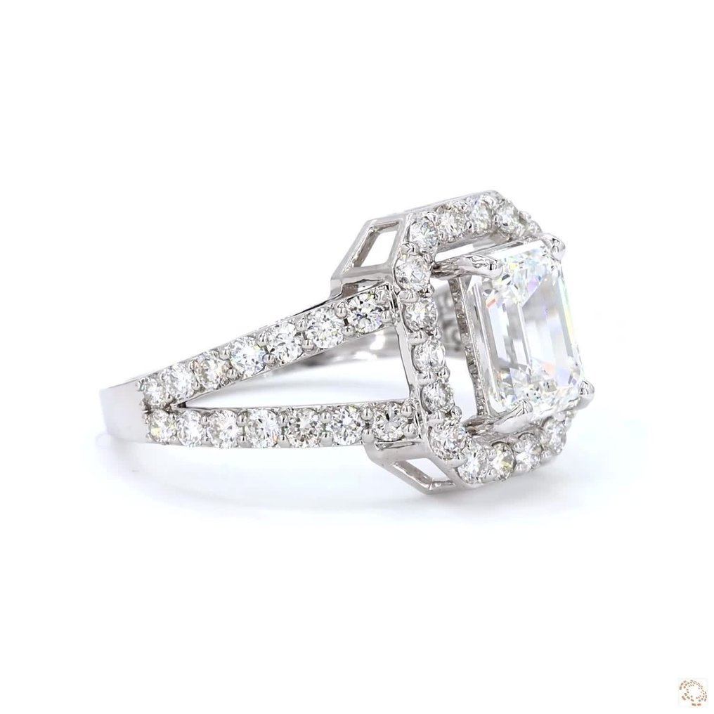 Ingen mindstepris - Forlovelsesring - 14 karat Hvidguld - 2.46ct. tw. Diamant (Laboratoriedyrket) - Diamant - Emerald Cut vielsesring #2.1