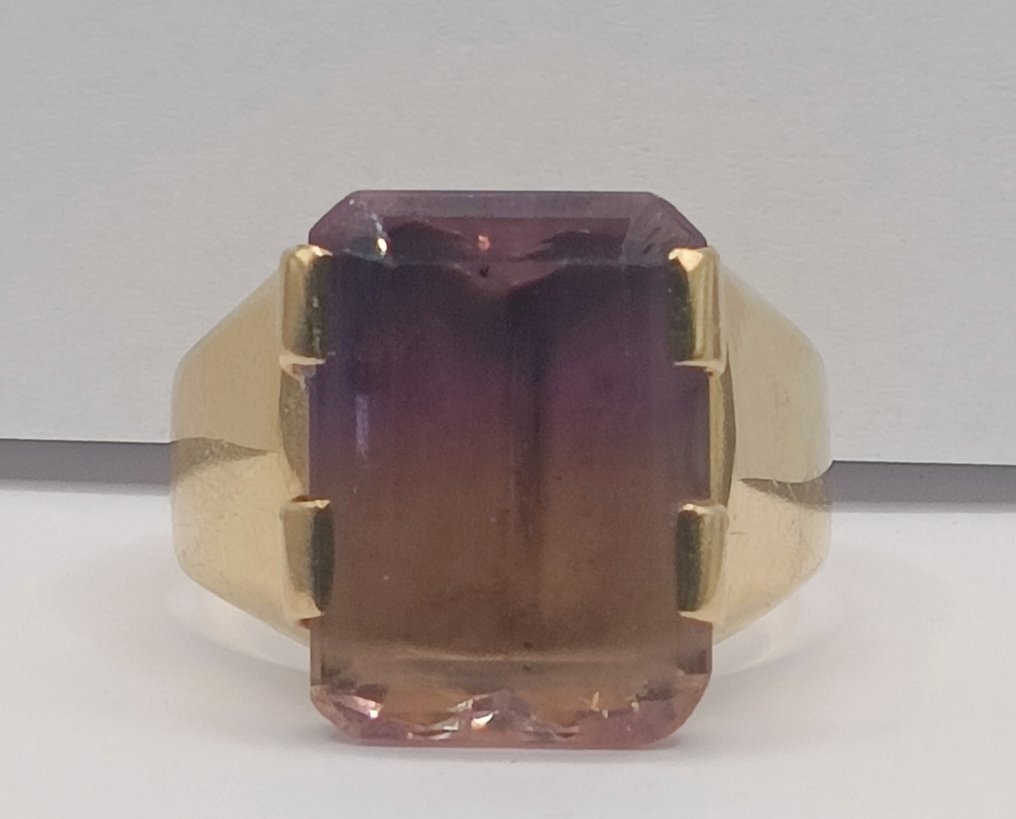 Ring - 18 karaat Geel goud - 6.00ct. tw. Ametrien - Ring 18K goud, Ametrine #1.0