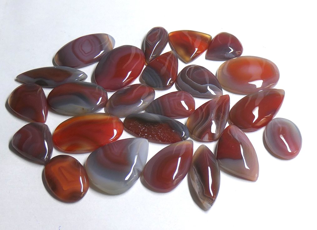 KÆMPE PARTI 100% NATURLIGE AGATTER Cabochon- 100 g - (24) #1.0