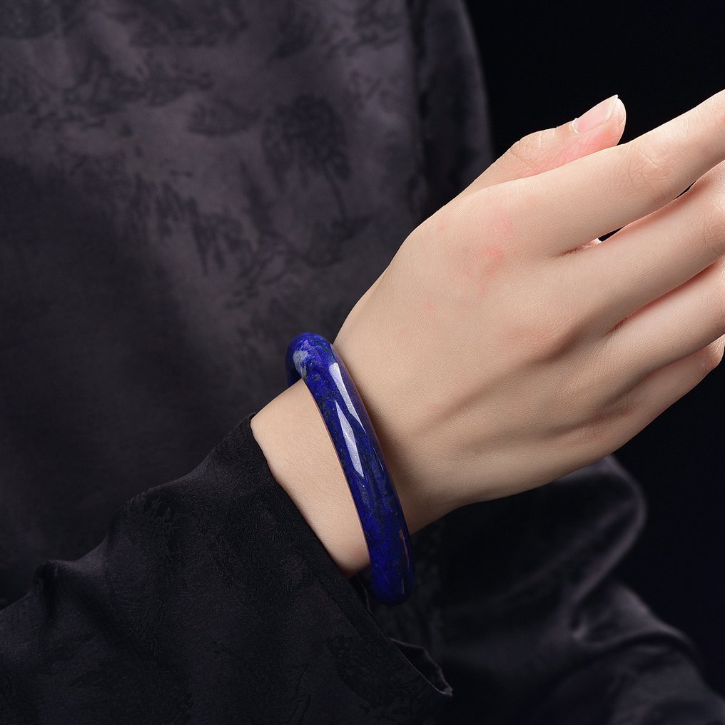 无底价 - 大型独家天然青金石手镯 地质奇观之珠- 55.04 g #1.0