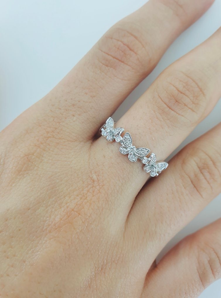 戒指 - 18K包金 白金 -  0.20ct. tw. 钻石 (天然) - 钻石 #2.1