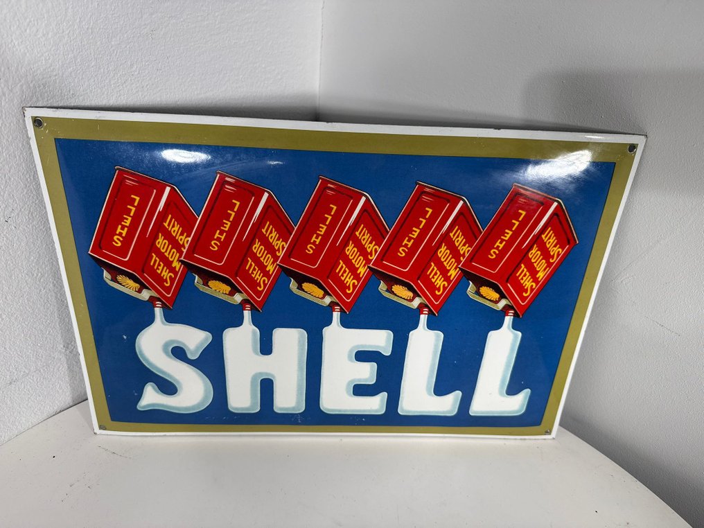 Shell - SHELL - Skylt - Metall, Emalj #3.2