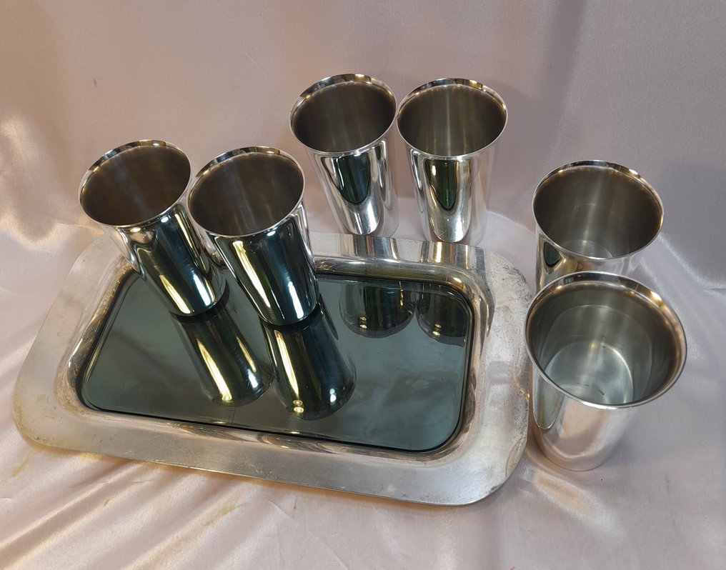 Bossi de Uberti Silverplate - Drinking service (7) - Silverplated, Glass #1.0