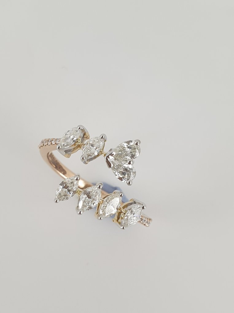 戒指 - 18 克拉 黃金 -  0.87ct. tw. 鉆石 (天然) - 鉆石 #1.0