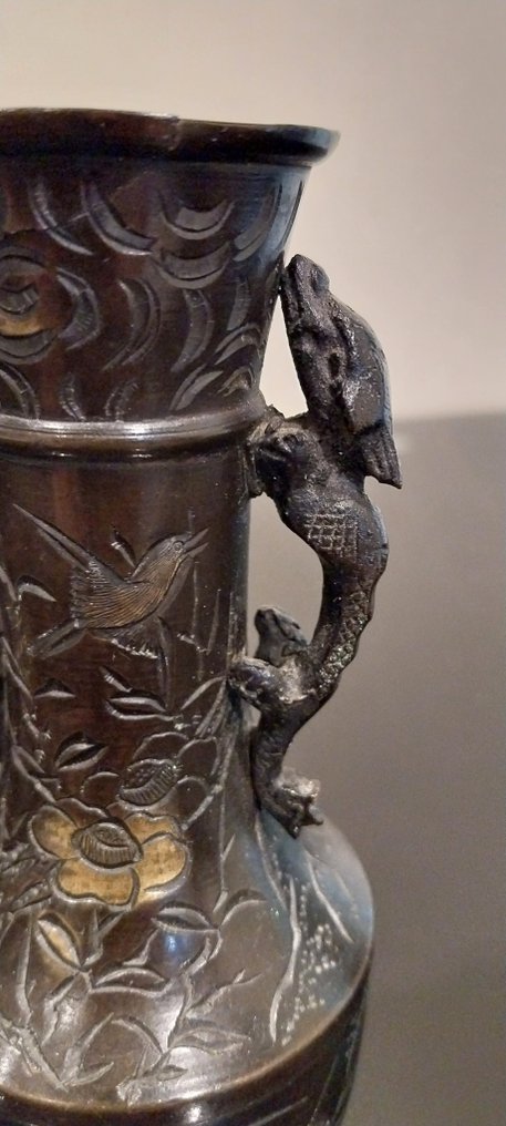 花瓶 - 黄铜色 - 日本 - Meiji period (1868-1912) - 一对花瓶 #3.2