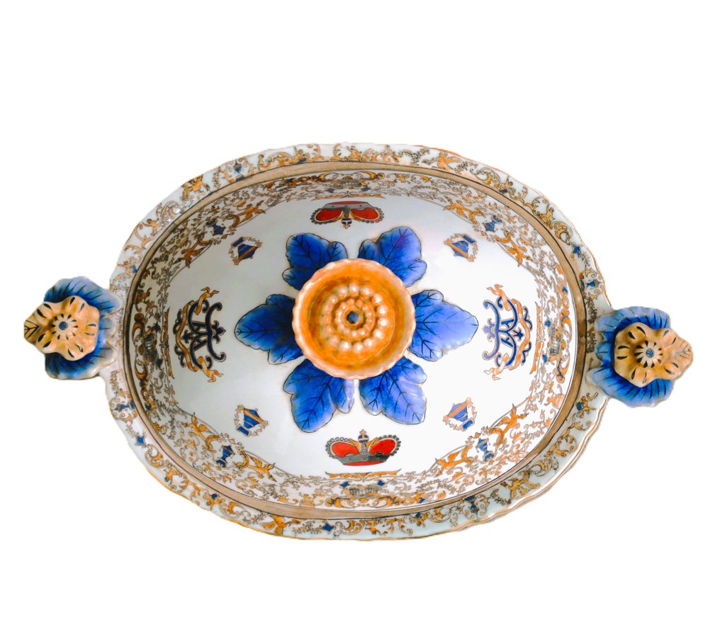 深底蓋碗 - 瓷器 - 43厘米长，手绘的 #2.1