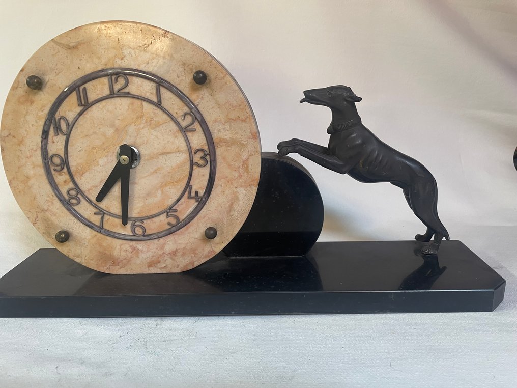 壁炉架时钟 -  艺术装饰 大理石, 黄铜 - 1930-1940 #1.0