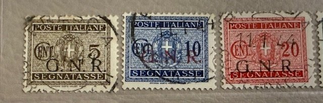 Italian Social Republic 1943 - Marked with overprint G.N.R. complete series of 11 values, print run Brescia, cancelled. - Sassone #4.3