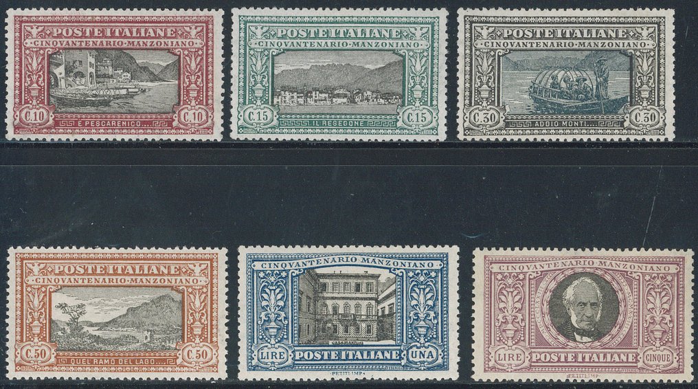 義大利王國  - Manzoni，系列cpl.编号151/6，新鲜且切割清晰，Raybaudi“金”认证。 #1.0