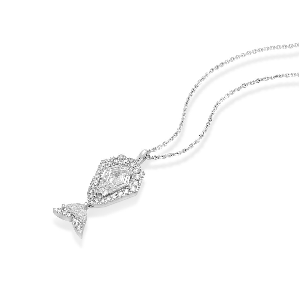 吊坠项链 - 18K包金 白金 - 1.90ct. tw. 钻石 (天然) - 钻石 #1.0