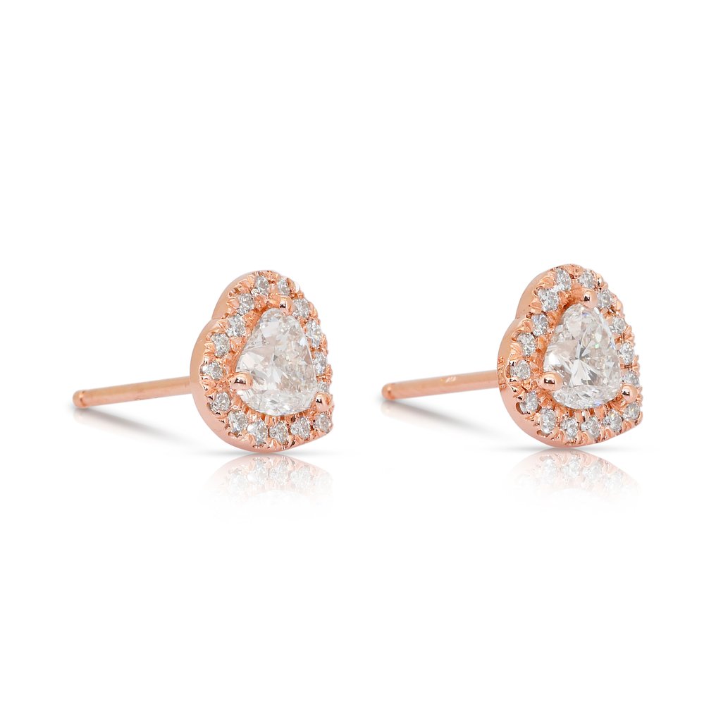 Drop fülbevaló - 18 kt. Rózsa arany - 1.28ct. tw. Gyémánt (Természetes) - Gyémánt #4.3