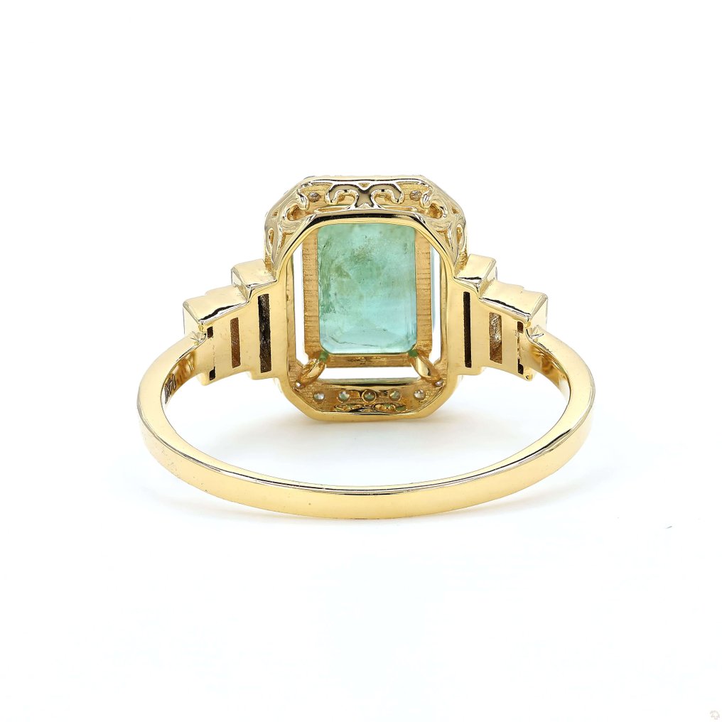 Cocktailring - 14 karat Gull - 1.78ct. tw. Smaragd - Diamant - Statement edelsten ring #4.3