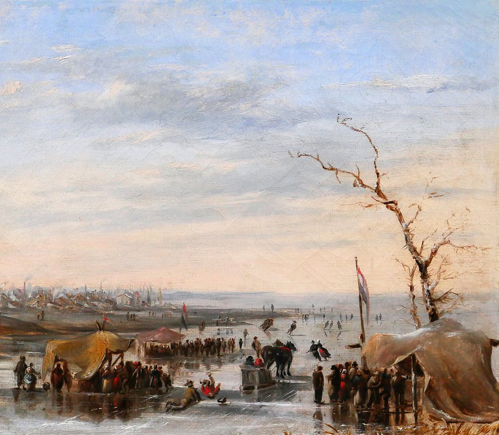 Louis Schepens (1816-1884) - Netherlands, winter skating scene #4.3