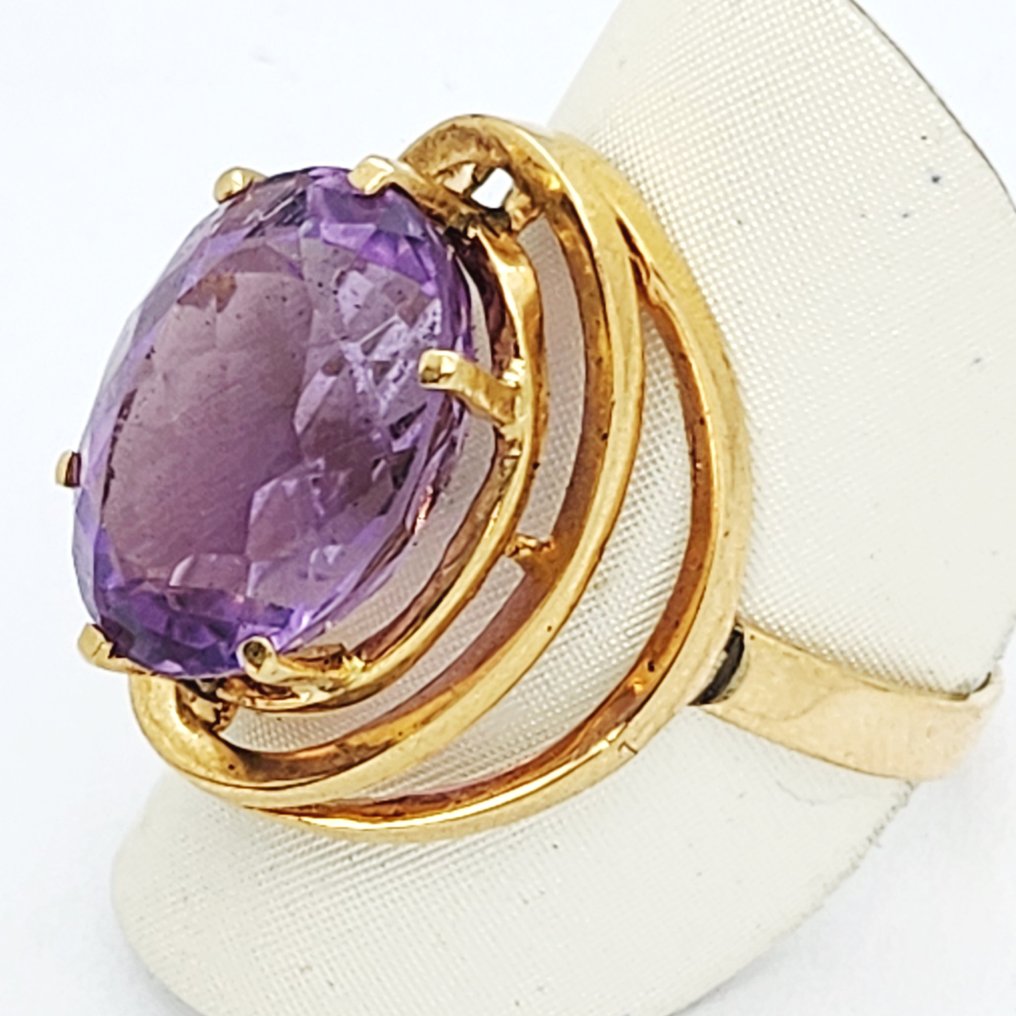 Bague - 18 carats Or jaune Améthyste #1.0