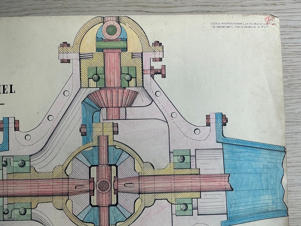 Ulysse Valentin - Originele technische tekening – “Coupe d’un Différentiel” - Ulysse Valentin c1920 #4.3