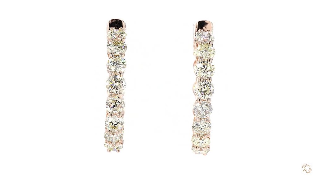 χωρίς τιμή ασφαλείας - Κρίκοι - 14 καράτια Ροζ χρυσό -  4.26ct. tw. Κίτρινο Διαμάντι (Φυσικού χρώματος) - ΙΓΙ #1.0