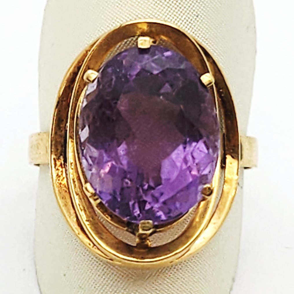Bague - 18 carats Or jaune Améthyste #1.0