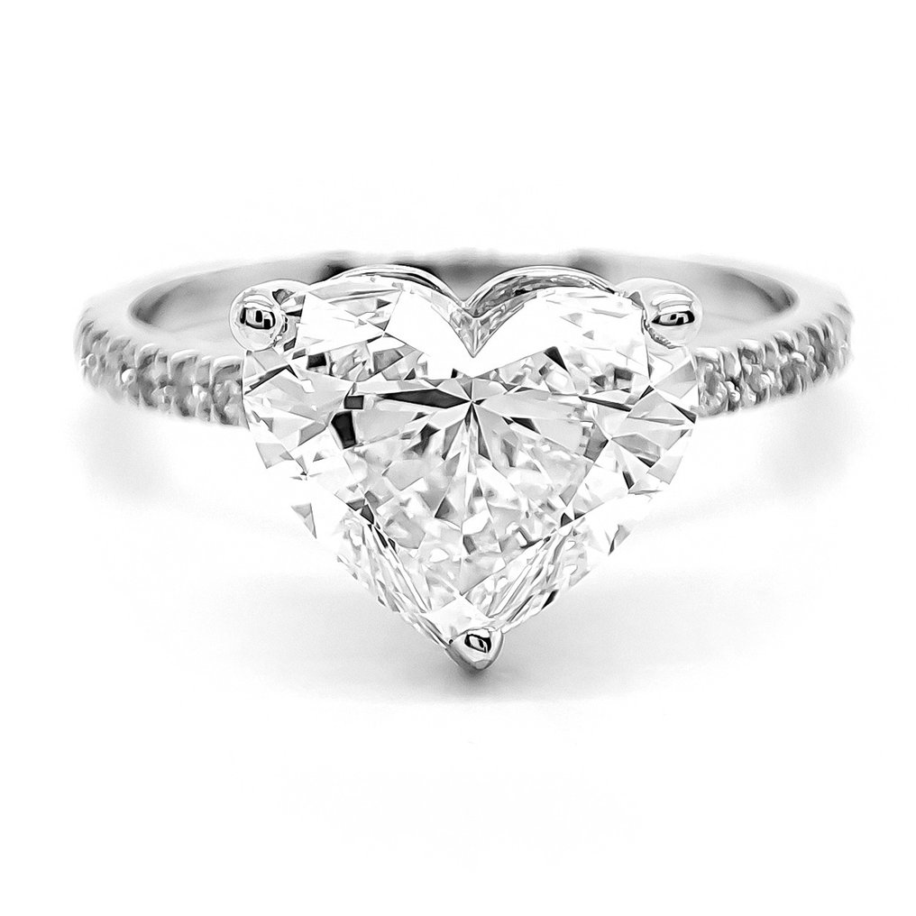 Anello - 14 carati Oro bianco, F/VVS2 - 3.19ct. tw. Diamante (Coltivato in laboratorio) - Diamante - IGI Certified #1.0