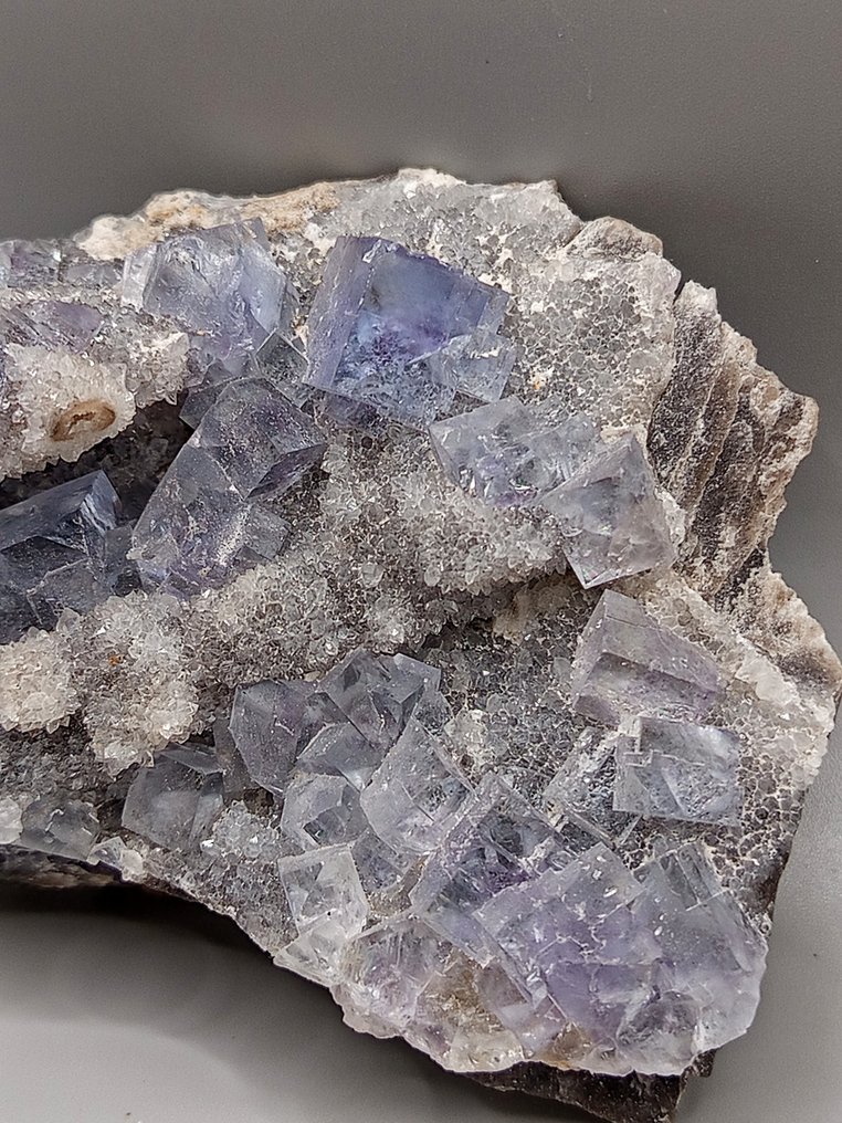 Unique piece fluorite with quartz (La Viesca, Spain) mineral collection - height: 50 mm - Height: 50 mm - Width: 110 mm- 320 g - (1) #1.0