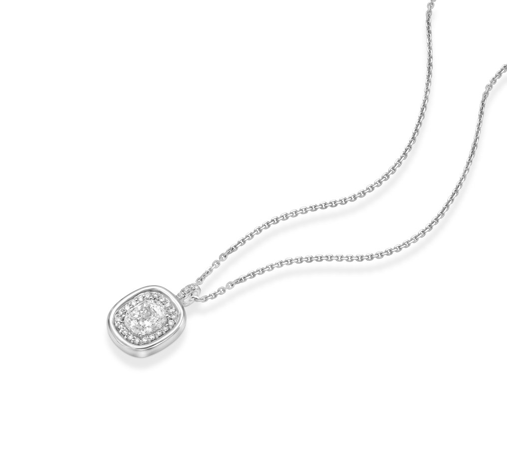 Colar com pingente - 18 K Ouro branco - 1.01ct. tw. Diamante (Natural) - Diamante #3.2