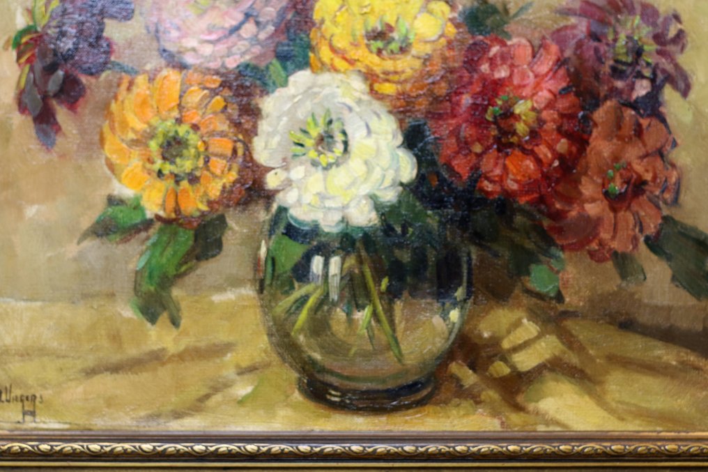 Ben Viegers (1886-1947) - Bloemenpracht in glasvaas. #4.3