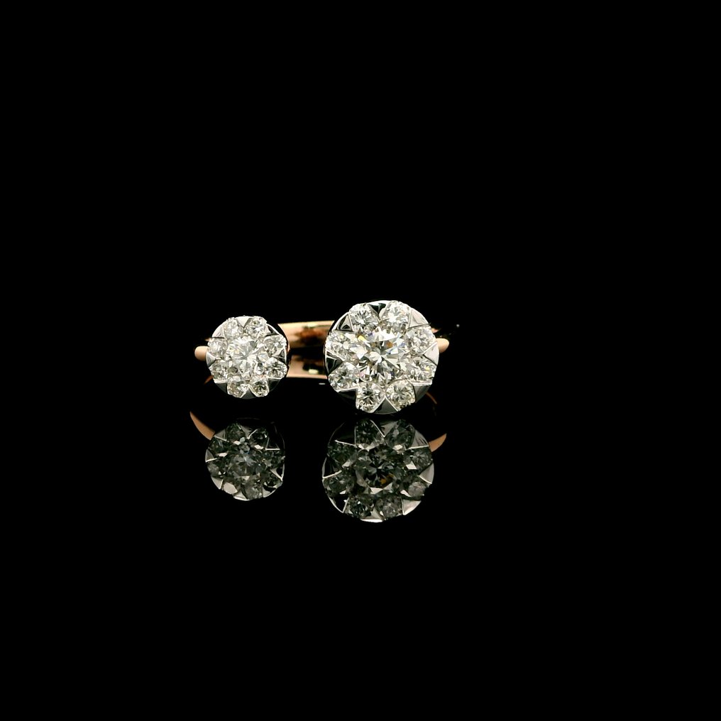 戒指 - 14K包金 玫瑰金 - 0.59ct. tw. 钻石 (天然) - 钻石 #1.0