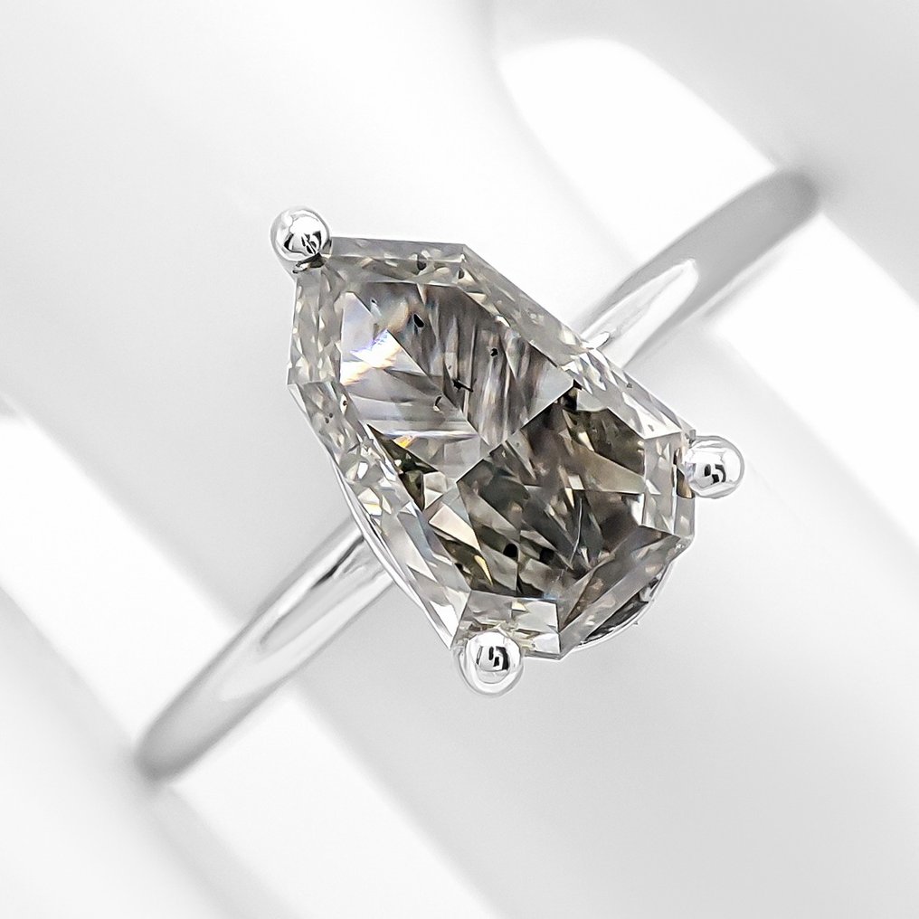 沒有保留價 - 戒指 - 14 克拉 白金 - 2.02ct. tw. 鉆石 (天然彩色) - IGI 证书 #1.0