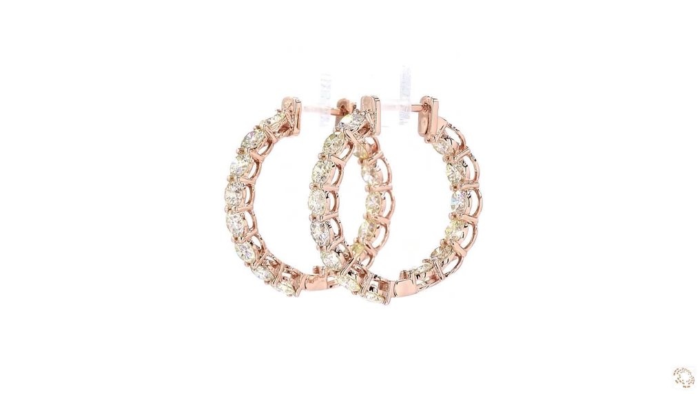 χωρίς τιμή ασφαλείας - Κρίκοι - 14 καράτια Ροζ χρυσό -  4.26ct. tw. Κίτρινο Διαμάντι (Φυσικού χρώματος) - ΙΓΙ #2.1