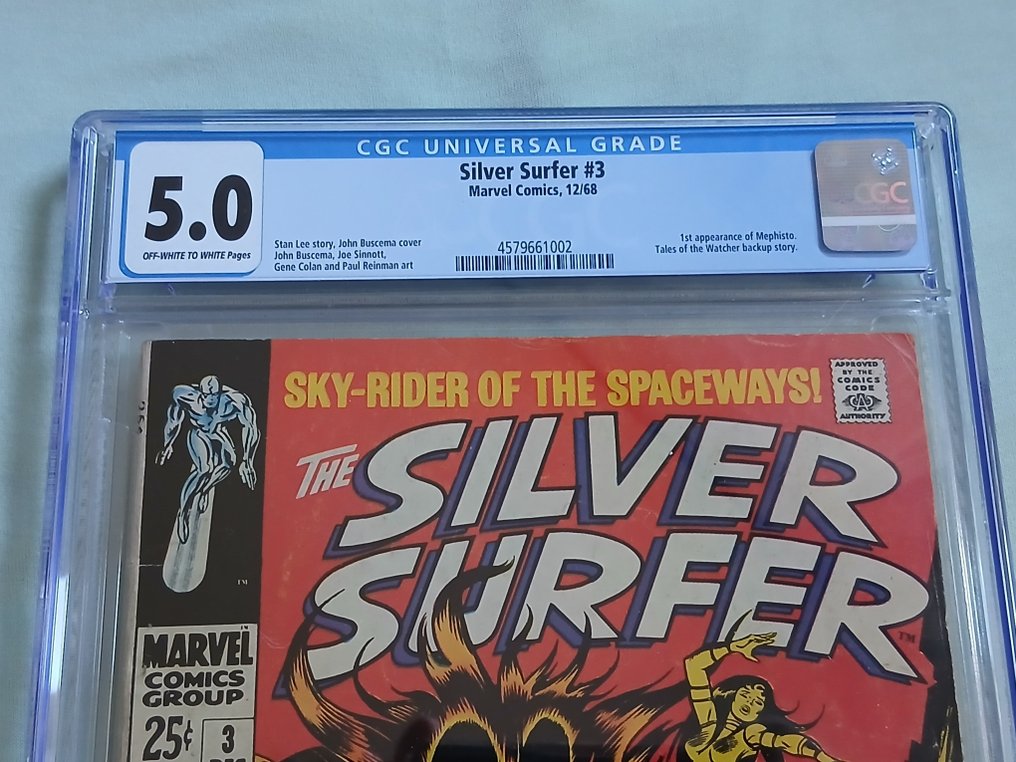 The Silver Surfer (Vol. 1) #3 - The Power and the Prize! - 1st appearance of Mephisto; 1st cover appearance of Shalla-Bal - 1 Graded comic - Første udgave - 1968 - CGC 5 #2.1