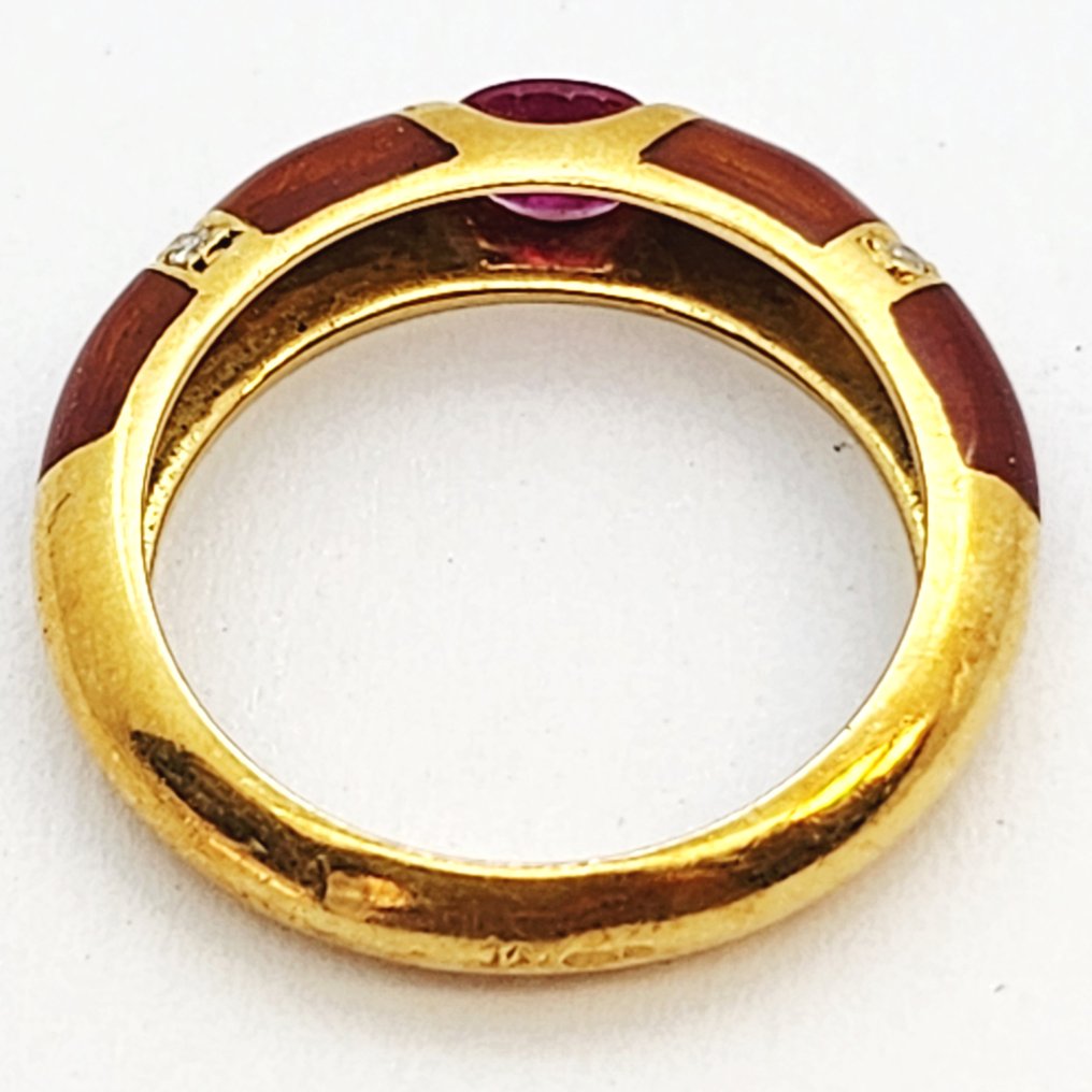 Bague - 18 carats Or jaune -  0.35ct. tw. Rubis - Diamant #3.2
