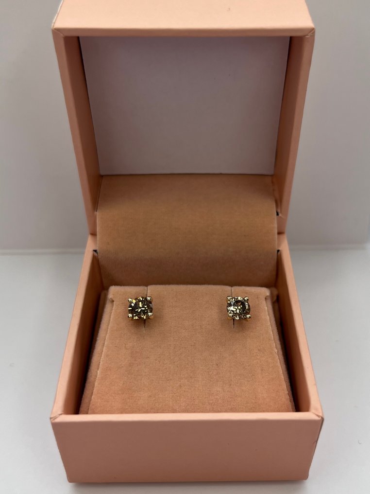 耳环 - 14K包金 黄金 -  1.04ct. tw. 钻石 (天然) #2.1