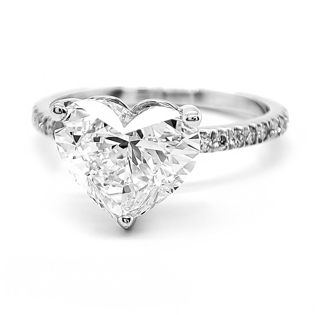 Anello - 14 carati Oro bianco, F/VVS2 - 3.19ct. tw. Diamante (Coltivato in laboratorio) - Diamante - IGI Certified #1.0