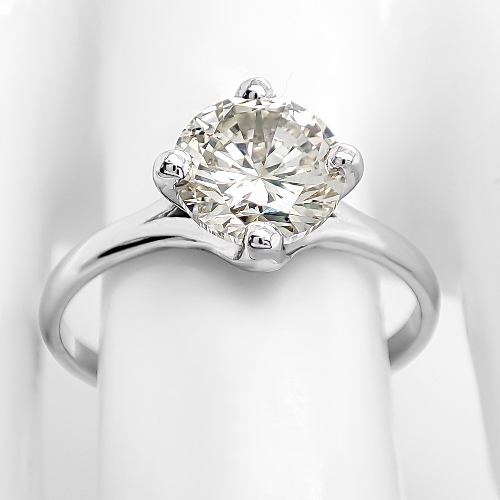戒指 - 14K包金 白金 - 1.51ct. tw. 钻石 (天然色彩的) - IGI-Zertifikat #1.0