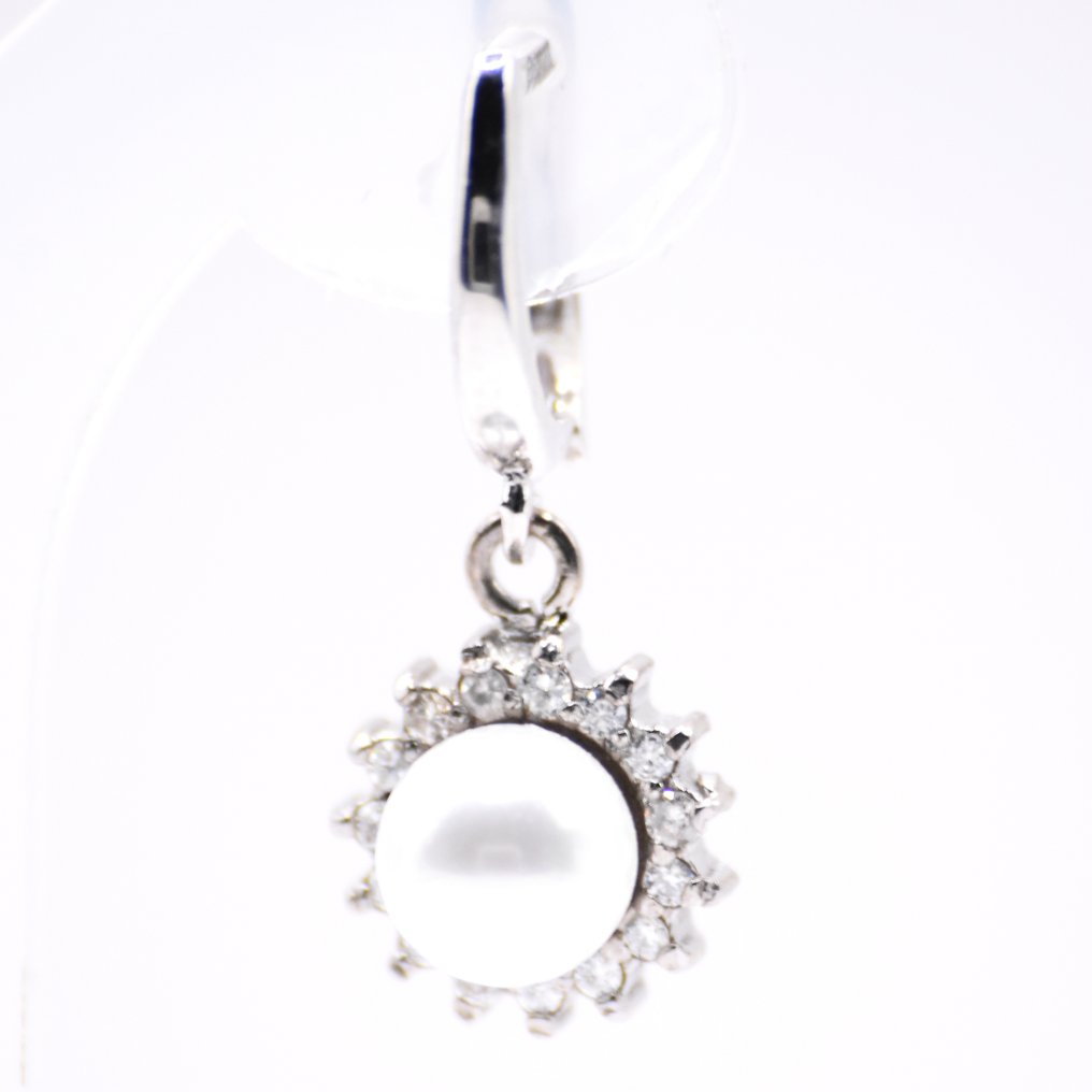 Zonder Minimumprijs - 3-delige sieradenset Platina - 3.90ct. tw. Diamant (Natuurlijk) - Parel - Set zilverkleurige grijze parels #2.1