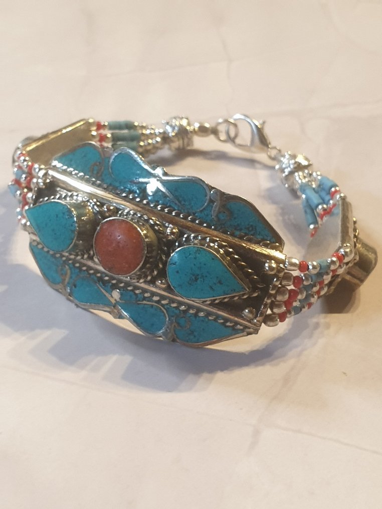 藏银、绿松石、红珊瑚 - 手鈪 #2.1