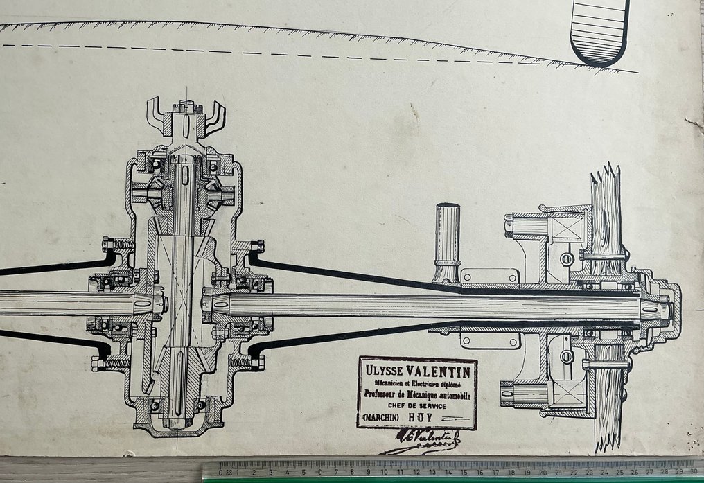 Ulysse Valentin - Originele technische tekening – “Différentiel permettant de donner du devers au pont arrière” c1920 #2.1