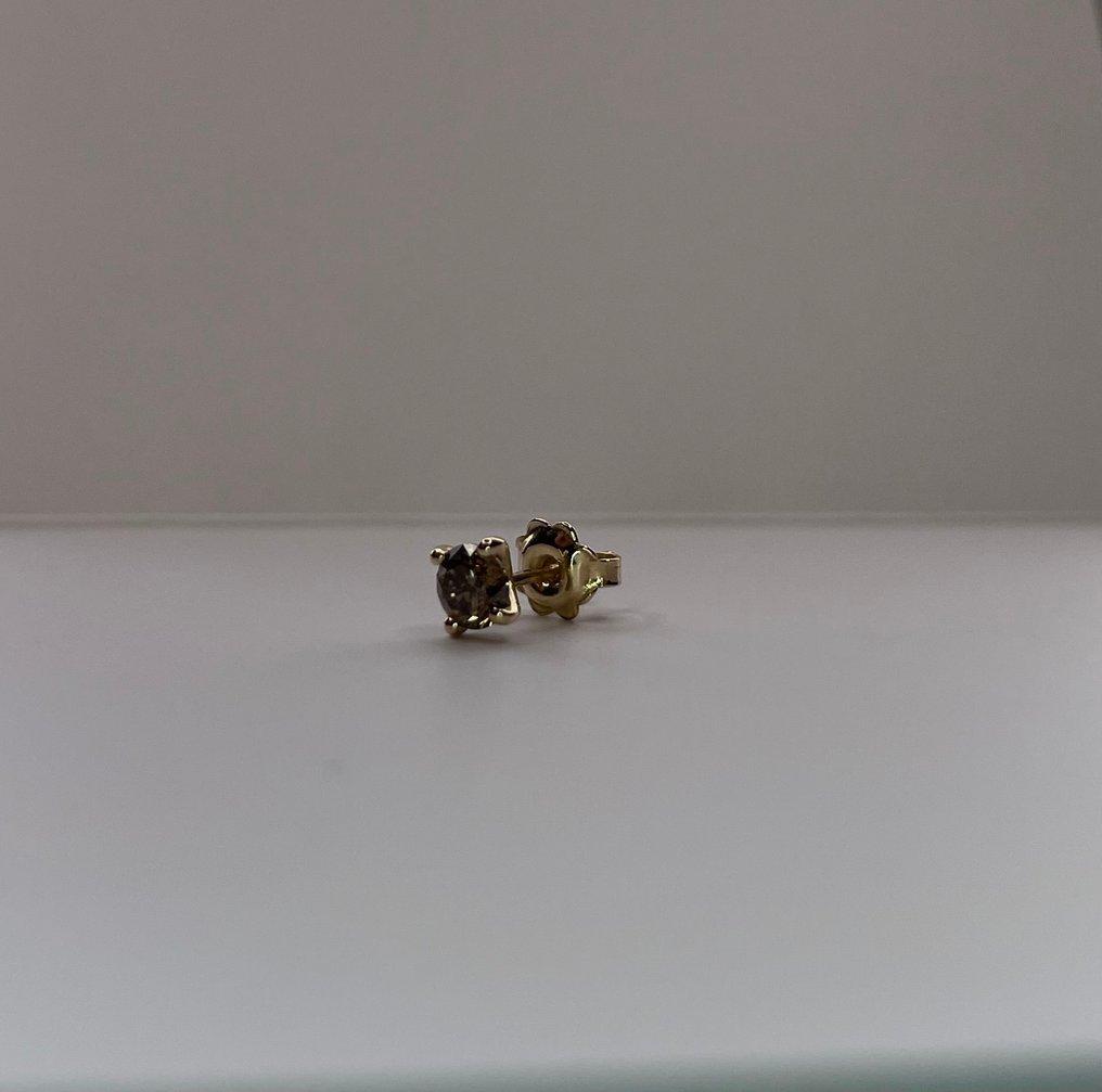 耳环 - 14K包金 黄金 -  1.04ct. tw. 钻石 (天然) #1.0