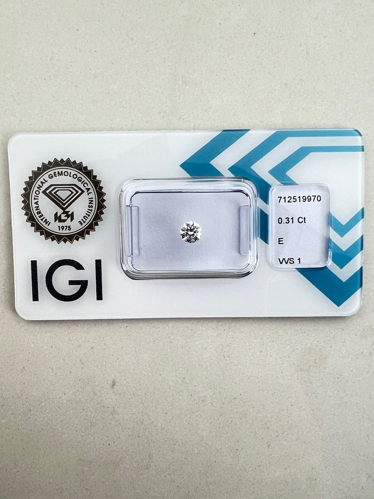 1 pcs Διαμάντι (Φυσικό) - 0.31 ct - Στρογγυλό - E - VVS1 - International Gemological Institute (IGI) #1.0