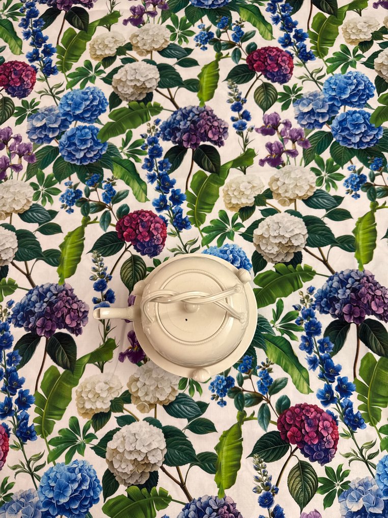 San Leucio top quality - Beautiful romantic tablecloth with hydrangeas. - Tablecloth - 180 cm - 140 cm #2.1