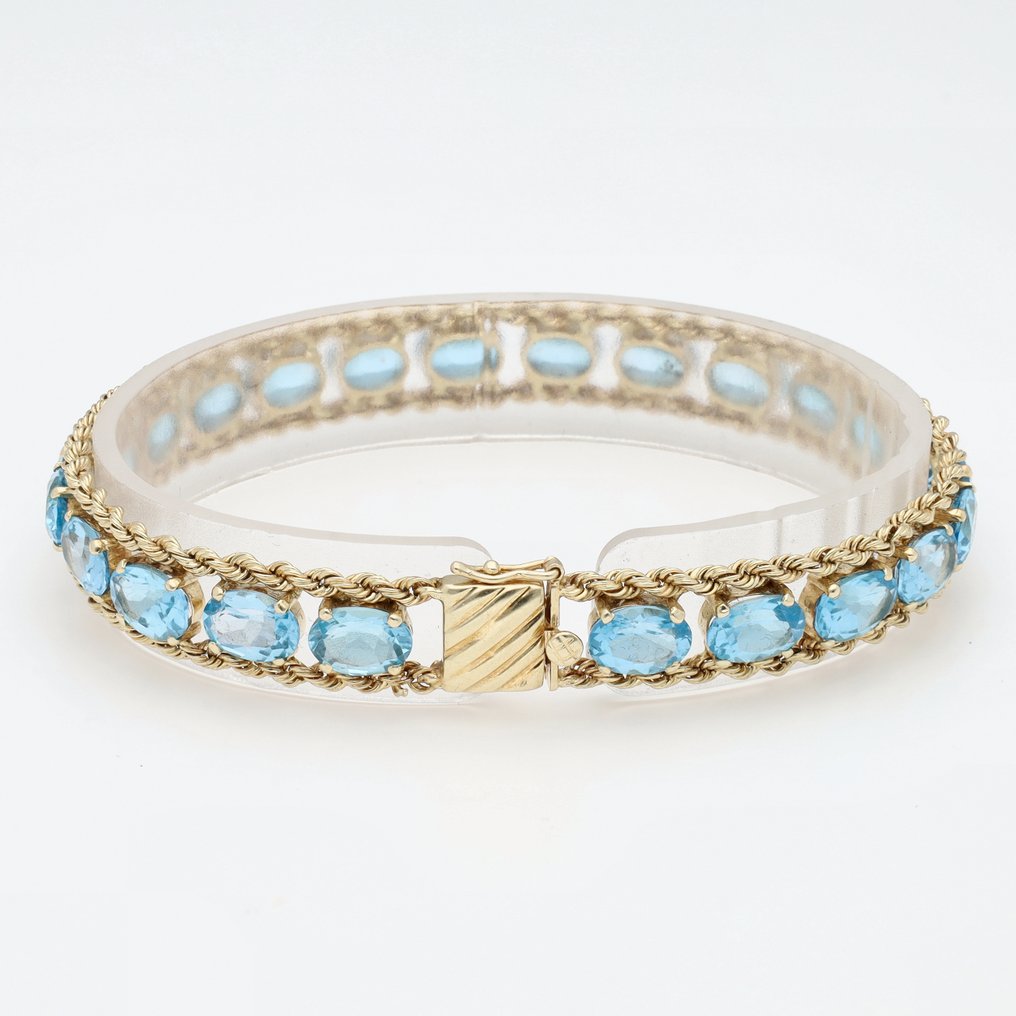 Βραχιόλι - 14 καράτια Κίτρινο χρυσό Τοπάζιο - Topaas Swiss Blue #3.2