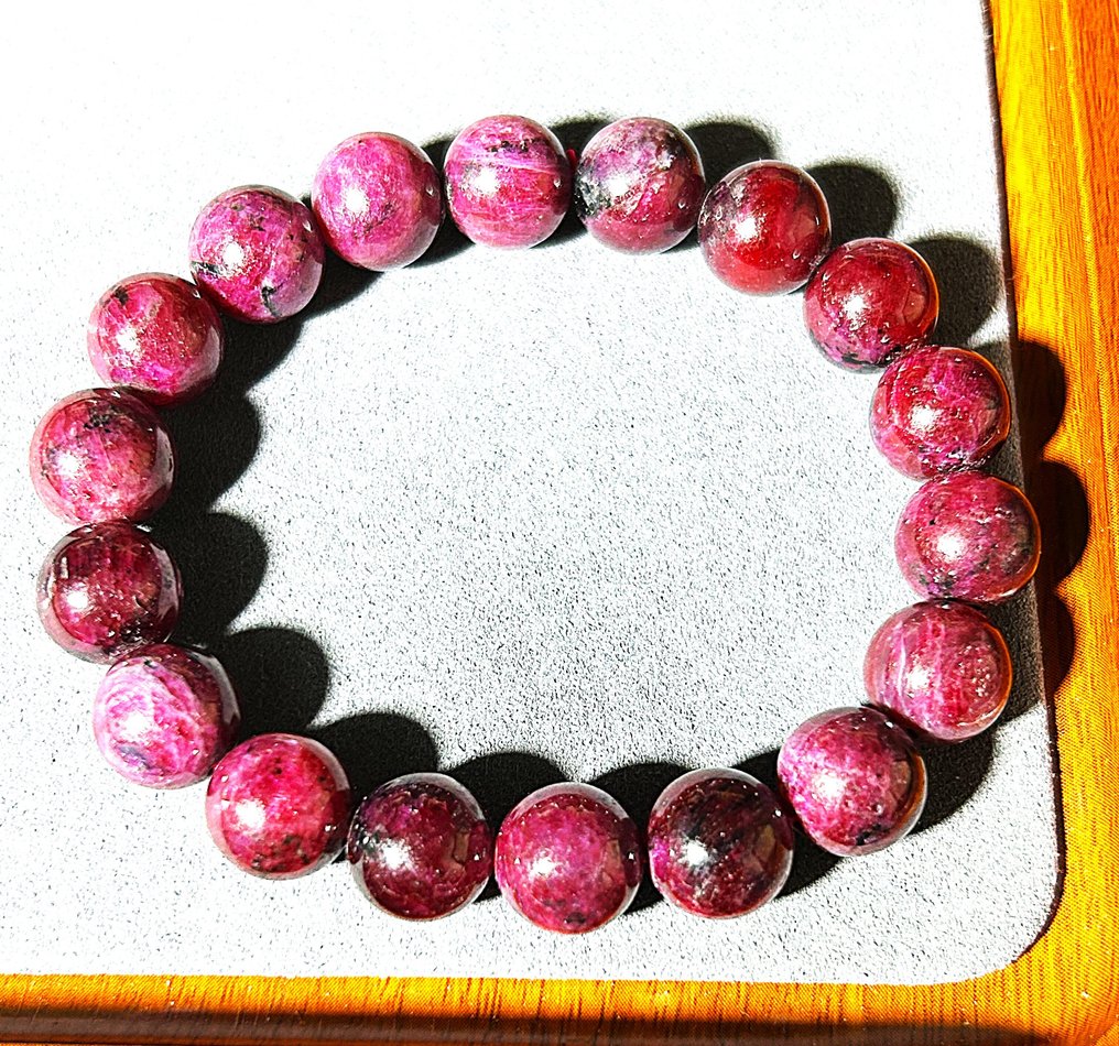 Natural Ruby Bracelet – Deep Red Glow, 100% Genuine Gemstones - Ø 11mm - 19.8cm- 47.6 g - (1) #3.2
