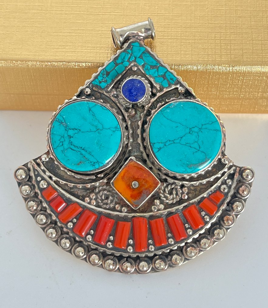 - Tibet Silber - Turchese - Corallo - Ciondolo #3.2