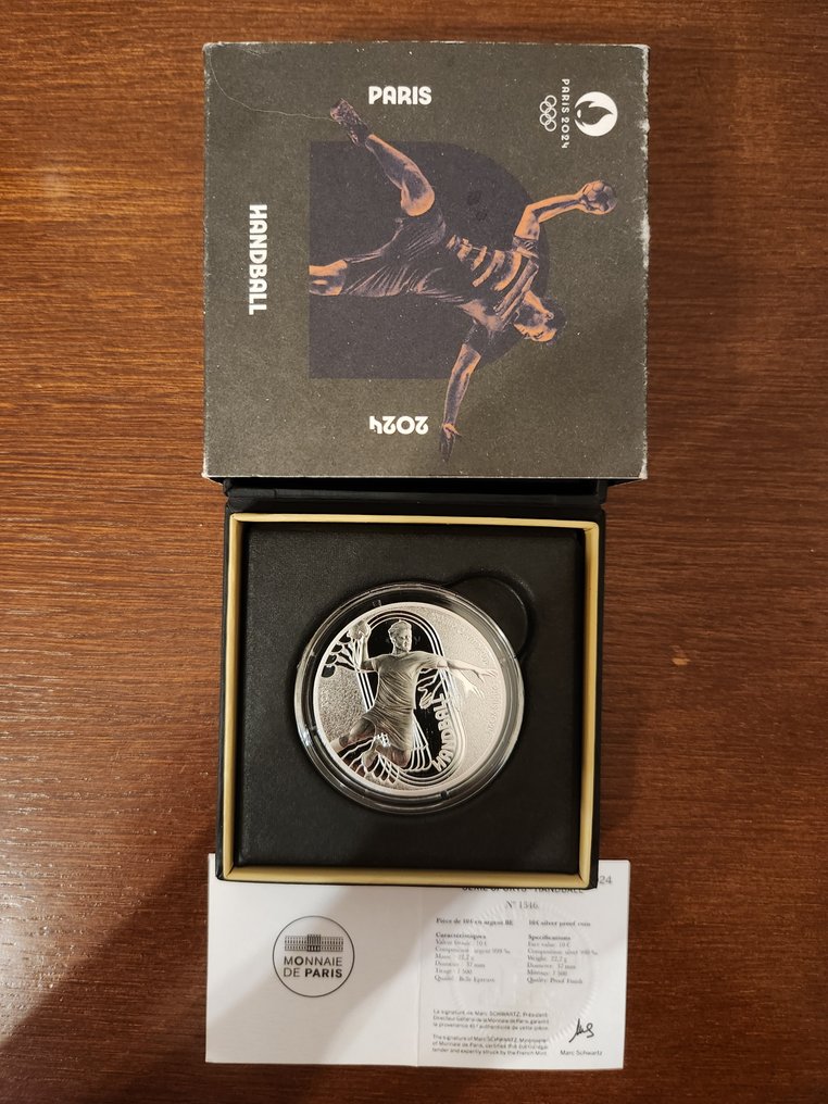 Frankrijk. 10 Euro 2024 "Jeux Olympiques Paris 2024 - Handball" Proof (Zonder minimumprijs) #1.0