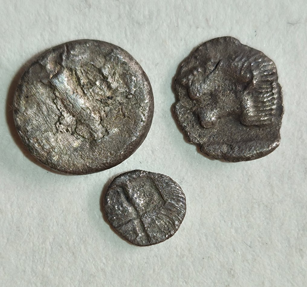 希臘（古代） Lot of 3 AR coins 5th-4th century BC  (沒有保留價) #1.0