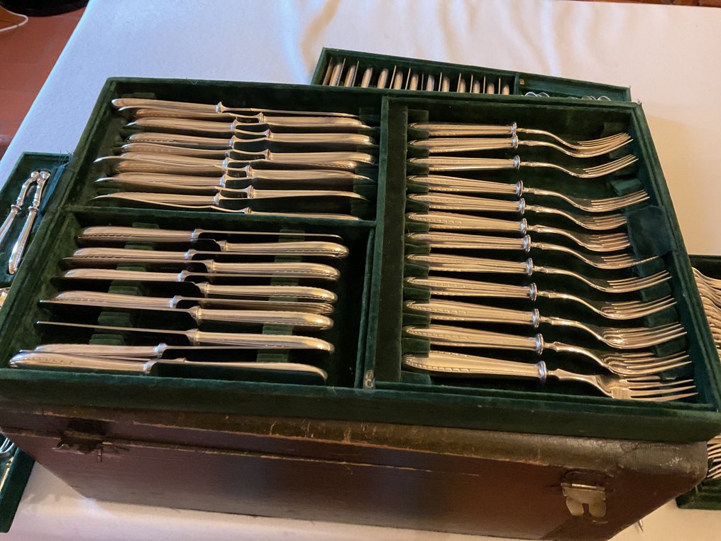 Christofle - Luc Lanel - Cutlery set for 12 (144) - Albatros - Silverplated - box #2.1