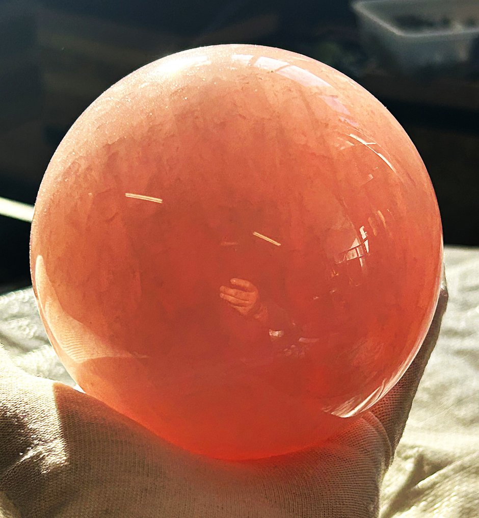 优质玫瑰石英球——爱与和谐的象征 Ø 106毫米- 1640 g - (1) #1.0